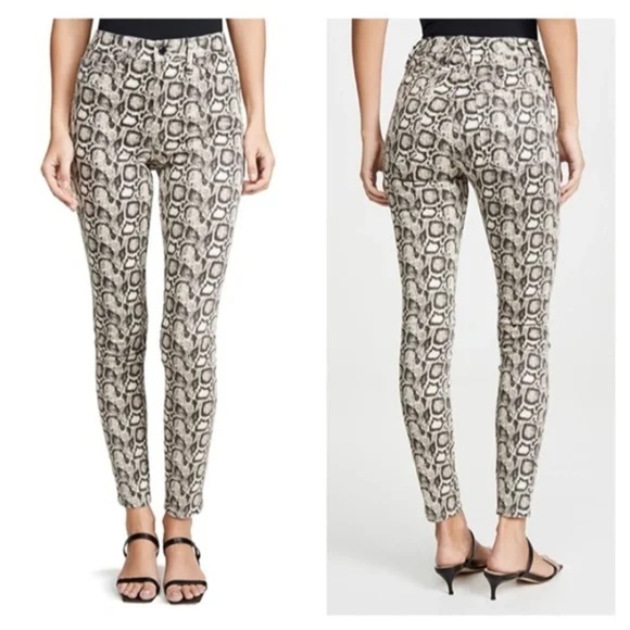 Good American Pants - Good American Beige Snake Print Skinny Pants